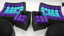 Load image into Gallery viewer, Black Dactyl w/ 67g Zealios and Purple/Blue SA Keycaps